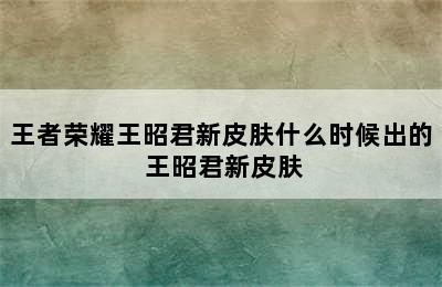 王者荣耀王昭君新皮肤什么时候出的 王昭君新皮肤